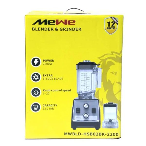 MEWE BLENDER, GRINDER & ICE CRUSHER - MWBLD-HSB02BK-2200